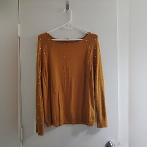 Michael Kors Orange Sweater with Pearl Accents